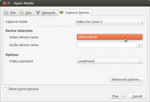 Picture showing the video capture device selection box