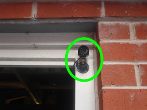 Picture showing CCTV camera mounted on the outside of my garage