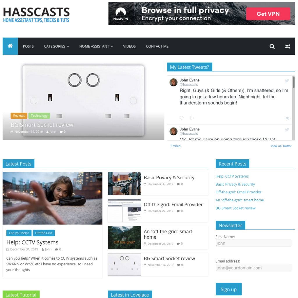screenshot of my HASSCASTS site